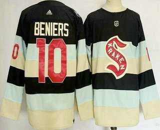 Men%27s Seattle Kraken #10 Matthew Beniers Navy 2024 Winter Classic Jersey->seattle kraken->NHL Jersey